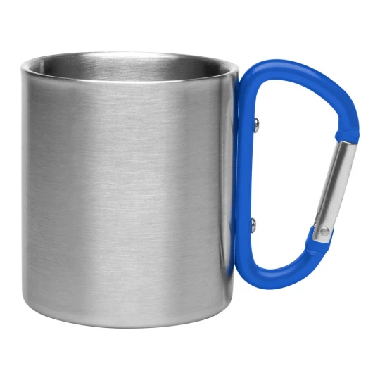 Metalowy kubek 210 ml z karabińczykiem Easton - niebieski