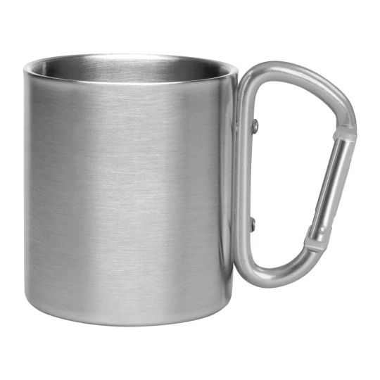 Metalowy kubek 210 ml z karabińczykiem Easton - srebrny