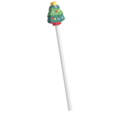 Ołówek świąteczny z gumką  - Zielony