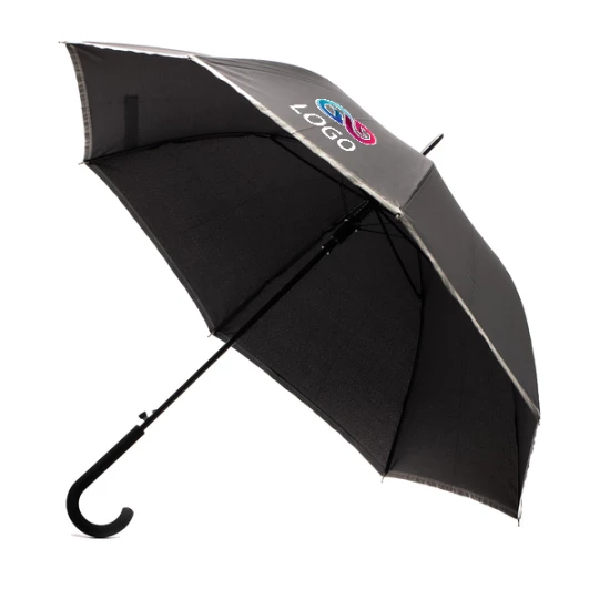 Parasol z taśmą odblaskową Refu - Czarny