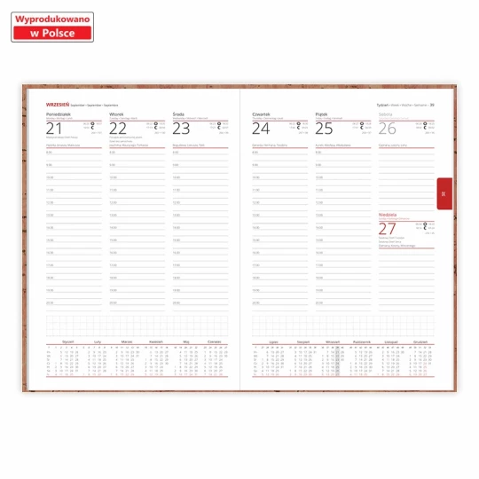 Kalendarz książkowy Nature B5 - Rozkład Tygodniowy - Cork