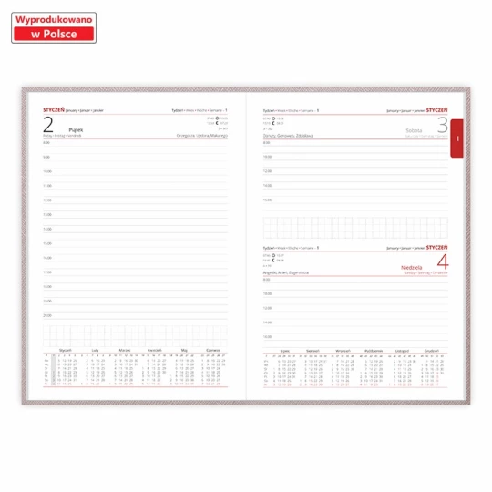 Kalendarz książkowy Diamond A5 - Rozkład Dzienny - Grafitowy