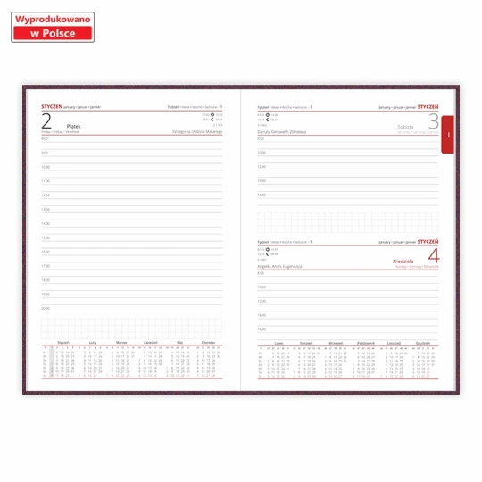 Kalendarz książkowy Velour A5 - Rozkład Dzienny - Szary