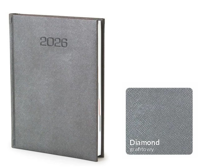 Kalendarz książkowy Diamond B5 - Rozkład Tygodniowy - Grafitowy