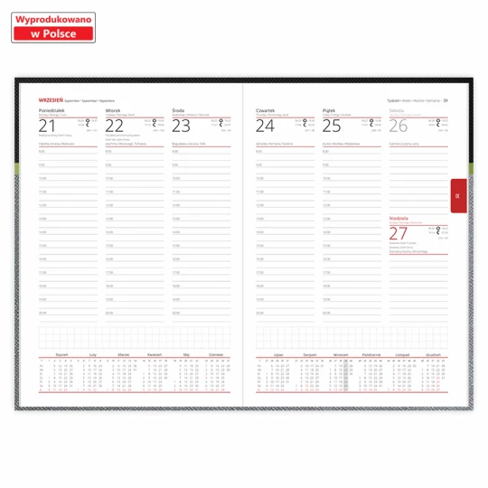 Kalendarz książkowy B5 oprawa łączona - Rozkład Tygodniowy - Miodowy