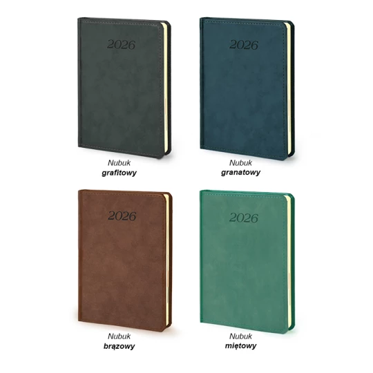 Kalendarz książkowy Nubuk A5 - Rozkład Dzienny - Grafitowy