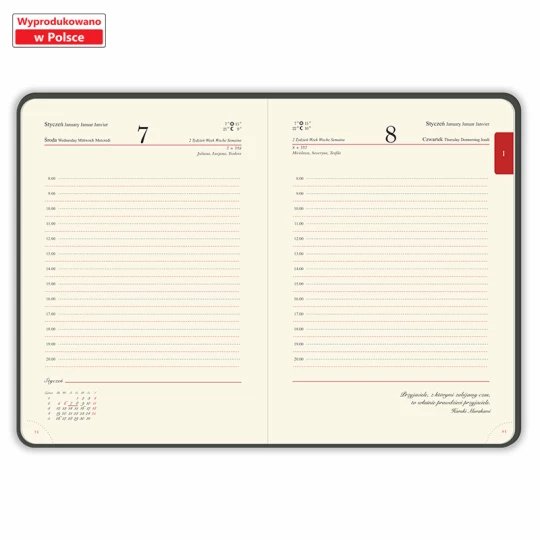 Kalendarz książkowy Nubuk A5 - Rozkład Dzienny - Grafitowy