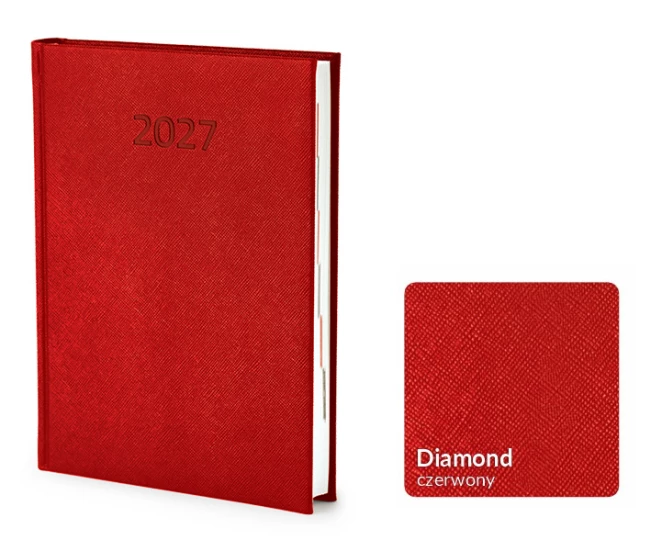 Kalendarz książkowy Diamond A5 - Rozkład Dzienny - Czerwony