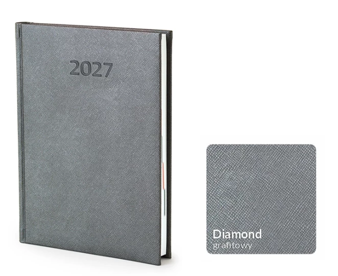 Kalendarz książkowy Diamond A5 - Rozkład Dzienny - Grafitowy