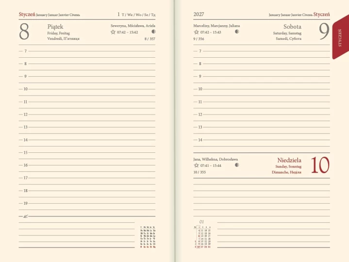 Kalendarz książkowy B6 - Rozkład Dzienny - Zielony
