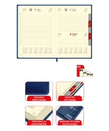 Kalendarz książkowy A4 - Rozkład Dzienny - Czarny