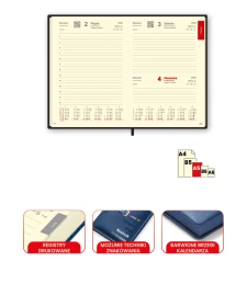 Kalendarz książkowy Elegant A5 - Rozkład Dzienny - Brązowy