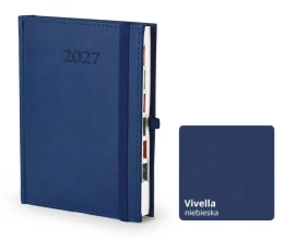 Kalendarz książkowy Firmowy z gumką A5 Vivella - Rozkład Dzienny - Niebieski
