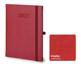 Kalendarz Firmowy z gumką B5 Vivella - Rozkład Tygodniowy - Czerwony